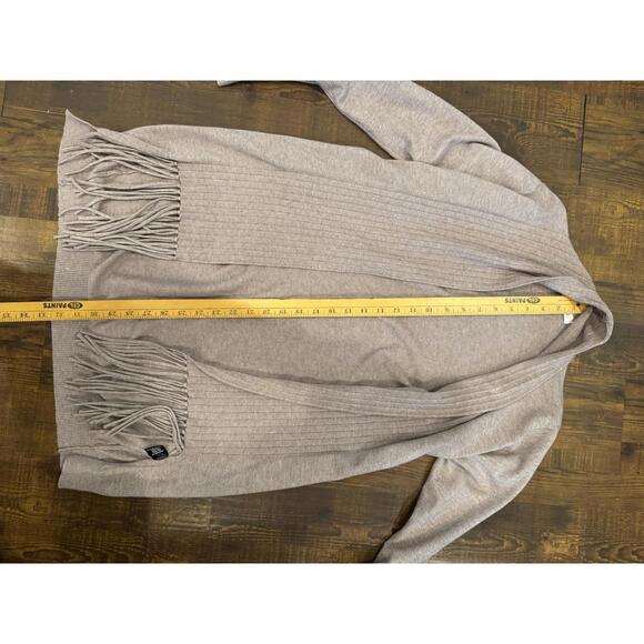 Miss Lulo Fringed Cardigan Light Brown Size Large L Acrylic and Wool - Picture 7 of 11